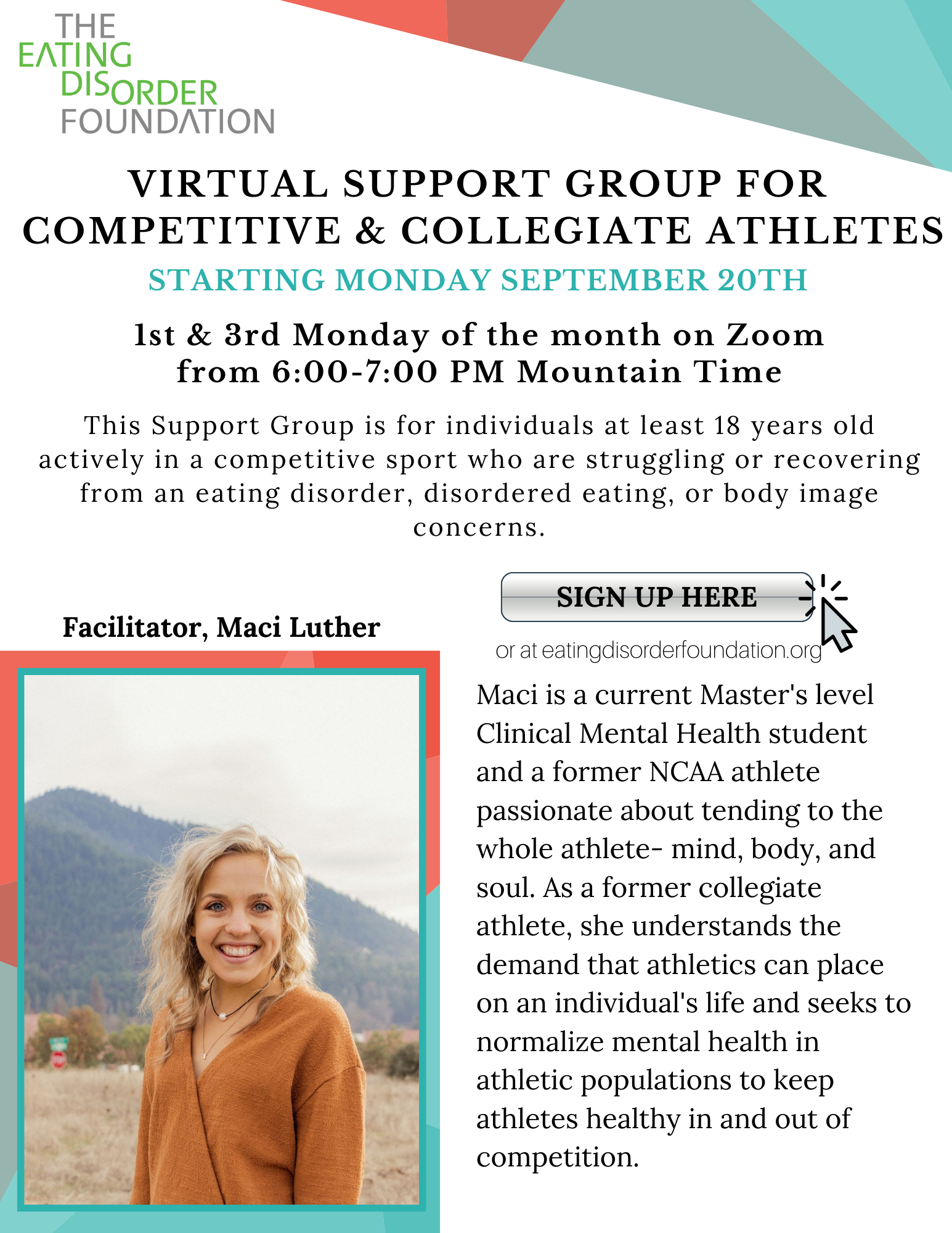 Virtual Support Group for Competitive and Collegiate Athletes @ Virtual